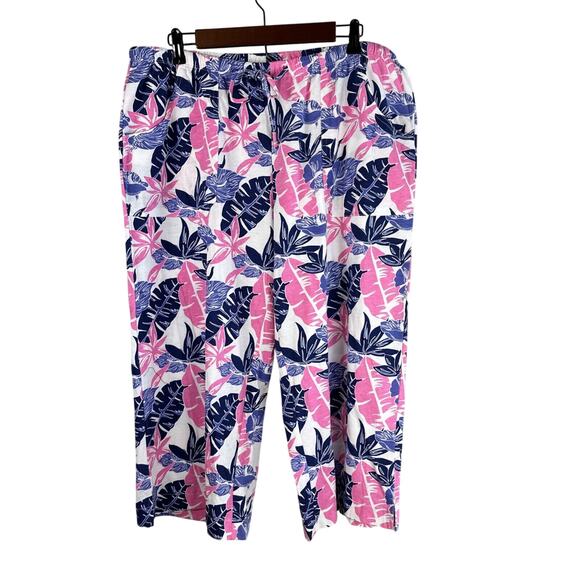 Fresh Produce Tropical Floral Capri Crop Pants Size XXL Knit Pull On Casual - Picture 1 of 5